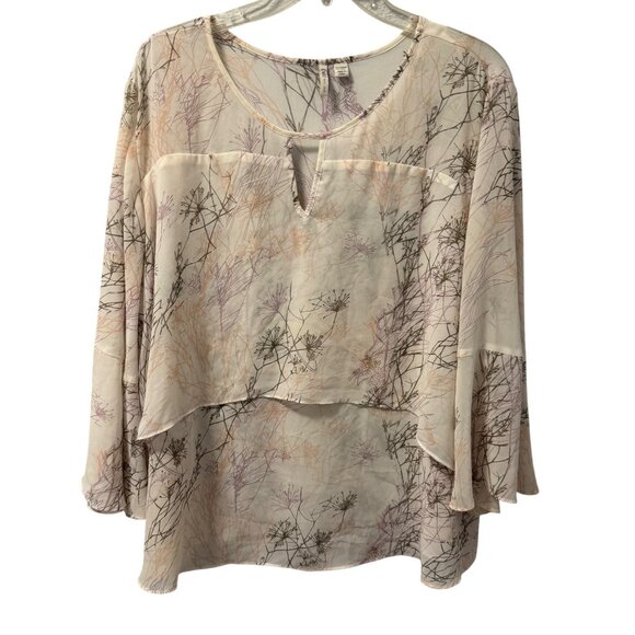 Cato Soft Botanical Print Layered Blouse Sz 22W multi blouse - Picture 5 of 11